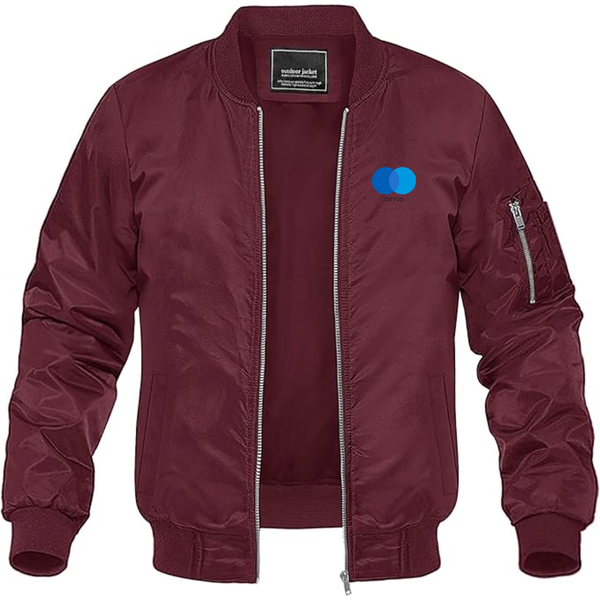 Men's Cirrus Logo Lightweight Bomber Jacket Windbreaker Softshell Varsity Jacket Coat