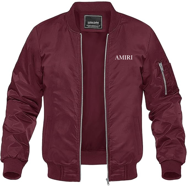 Men's Amiri Logo Lightweight Bomber Jacket Windbreaker Softshell Varsity Jacket Coat