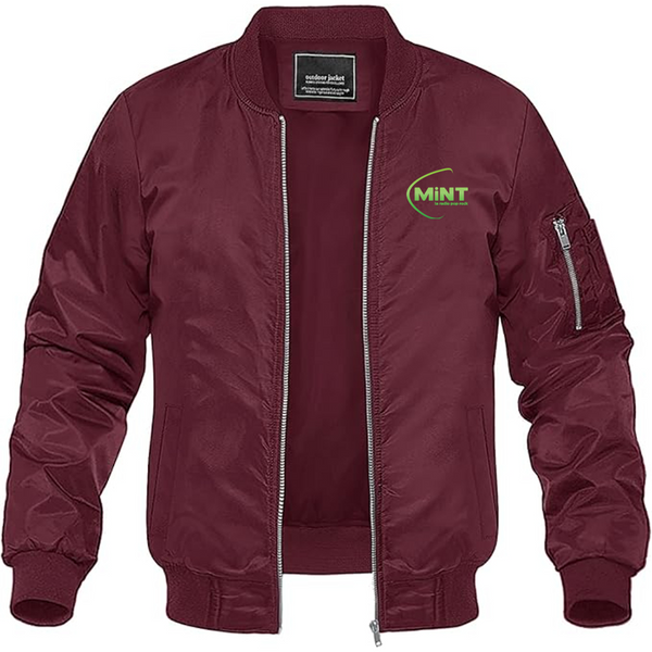 Men's Mint Radio Logo Lightweight Bomber Jacket Windbreaker Softshell Varsity Jacket Coat