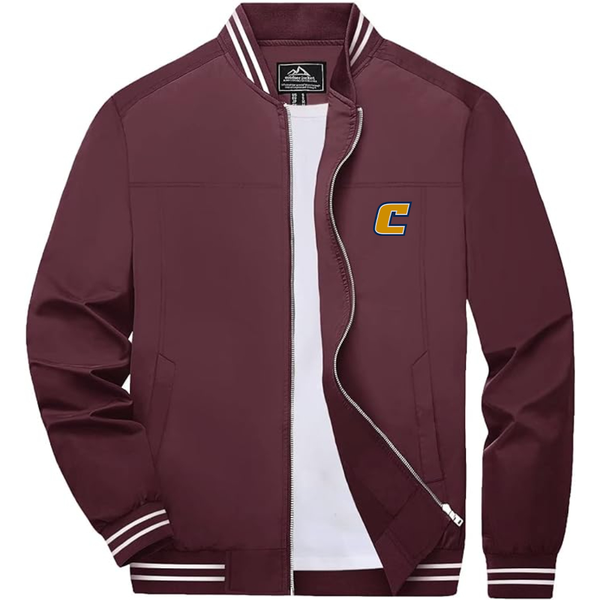 Men's Chattanooga Mocs  Lightweight Zip-Up Bomber Jacket with Ribbed Collar and Cuffs Versatile Casual Outerwear