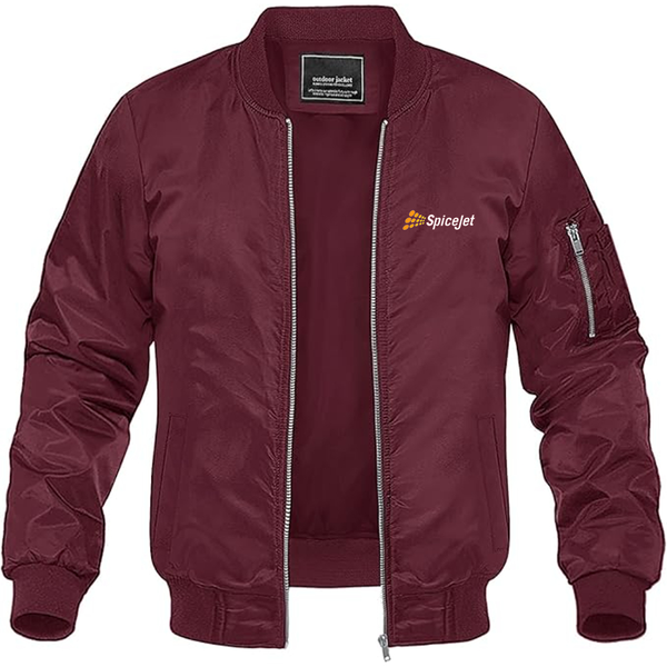 Men's SpiceJet Logo  Lightweight Bomber Jacket Windbreaker Softshell Varsity Jacket Coat