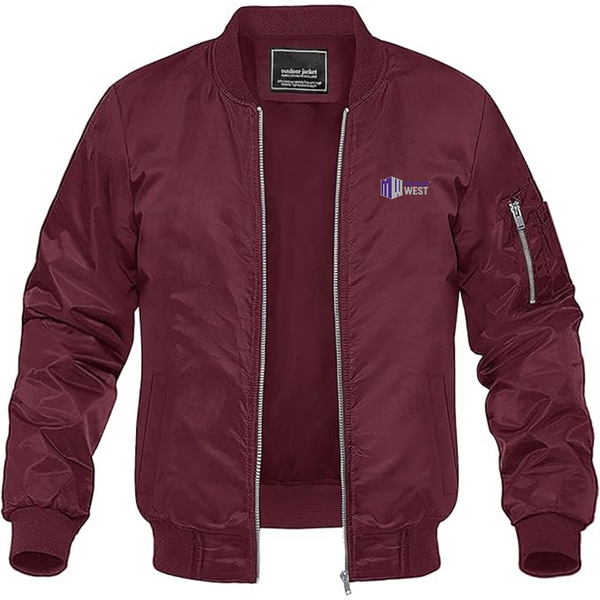 Men's Mountain West Conference  Logo Lightweight Bomber Jacket Windbreaker Softshell Varsity Jacket Coat