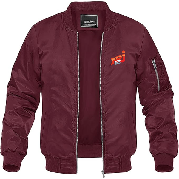 Men's NRJ 12 Logo  Lightweight Bomber Jacket Windbreaker Softshell Varsity Jacket Coat
