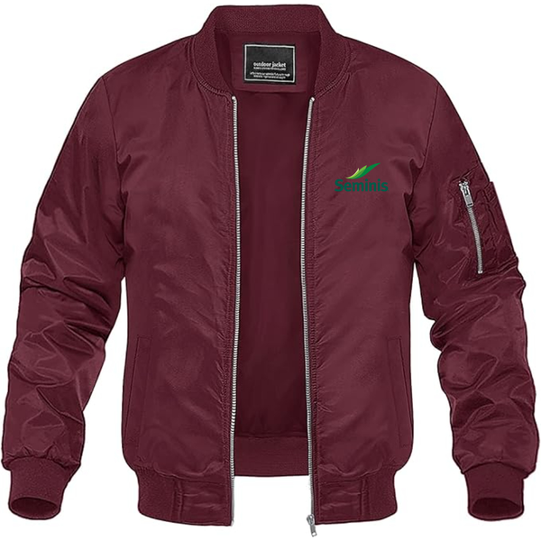 Men's  Seminis  Logo  Lightweight Bomber Jacket Windbreaker Softshell Varsity Jacket Coat