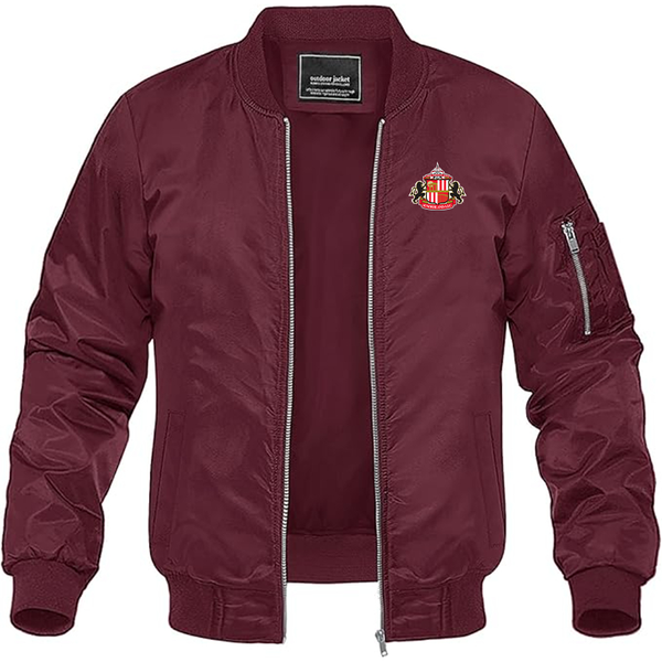 Men's  Sunderland AFC Soccer  Lightweight  Bomber Jacket Windbreaker Softshell Varsity Jacket Coat