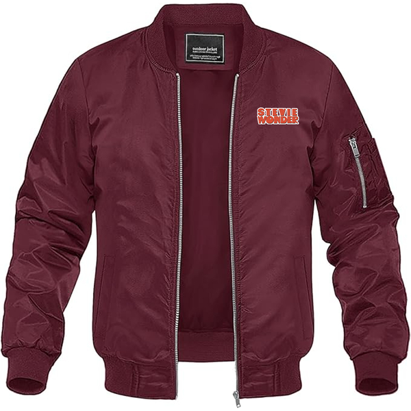 Men's Stevie-Wonder Lightweight Bomber Jacket Windbreaker Softshell Varsity Jacket Coat