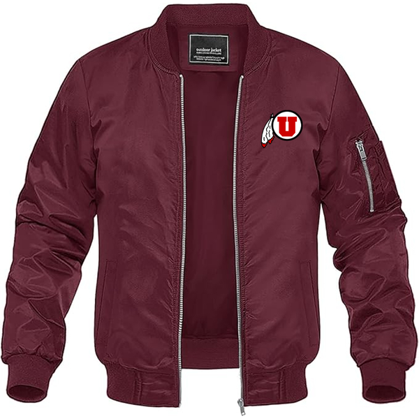 Men's  Utah Utes Lightweight Bomber Jacket Windbreaker Softshell Varsity Jacket Coat