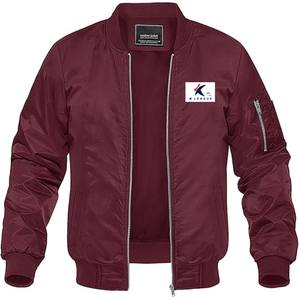 Men's  K League  Logo Lightweight Bomber Jacket Windbreaker Softshell Varsity Jacket Coat