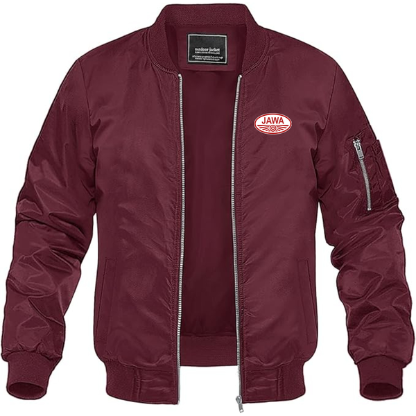 Men's Jawa Logo Lightweight Bomber Jacket Windbreaker Softshell Varsity Jacket Coat