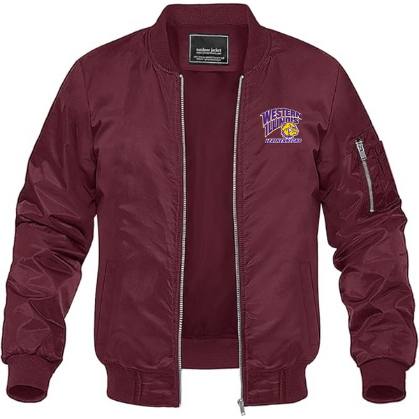 Men's Western Illinois Leathernecks Lightweight Bomber Jacket Windbreaker Softshell Varsity Jacket Coat