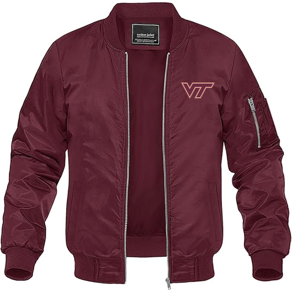 Men's  Virginia Tech Hokies   Lightweight Bomber Jacket Windbreaker Softshell Varsity Jacket Coat