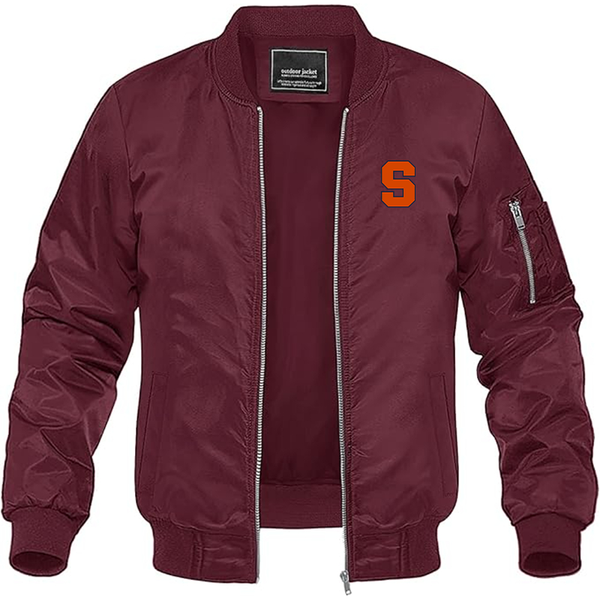 Men's Syracuse Orange Lightweight Bomber Jacket Windbreaker Softshell Varsity Jacket Coat