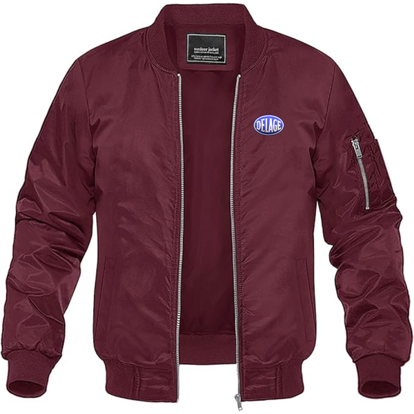 Men's Delage Logo Lightweight Bomber Jacket Windbreaker Softshell Varsity Jacket Coat