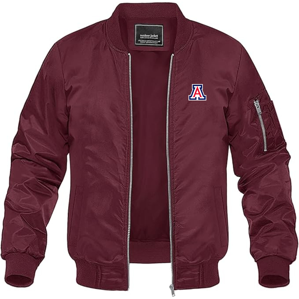 Men's Arizona Wildcats Lightweight Bomber Jacket Windbreaker Softshell Varsity Jacket Coat