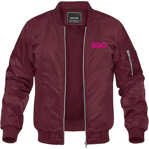 Men's 2GO Logo Lightweight Bomber Jacket Windbreaker Softshell Varsity Jacket Coat