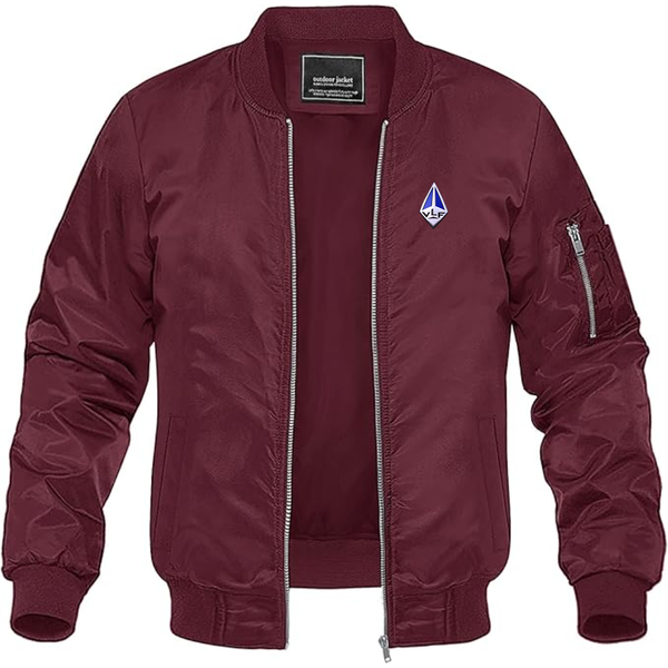 Men's VLF Logo Lightweight Bomber Jacket Windbreaker Softshell Varsity Jacket Coat