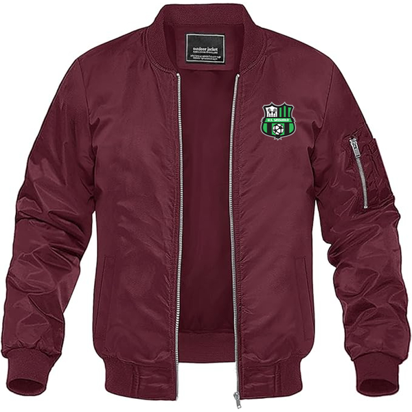 Men's U.S. Sassuolo Soccer Lightweight Bomber Jacket Windbreaker Softshell Varsity Jacket Coat