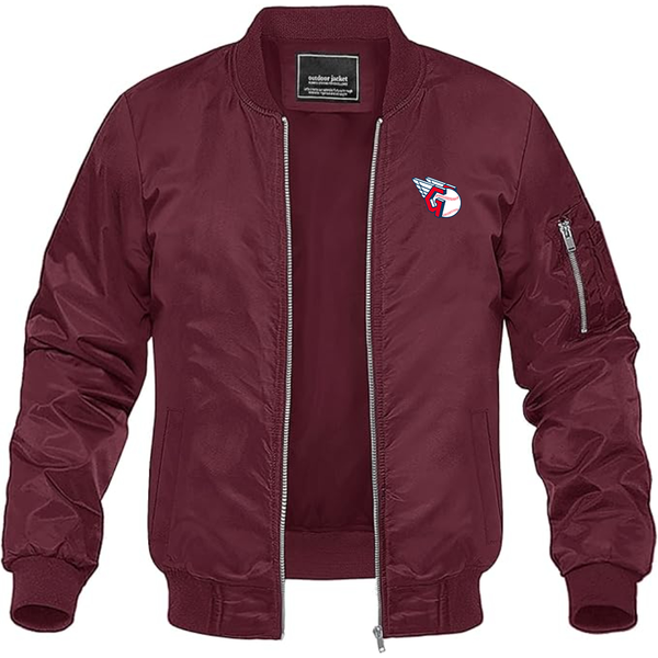 Men's Cleveland Guardians  Logo Lightweight Bomber Jacket Windbreaker Softshell Varsity Jacket Coat