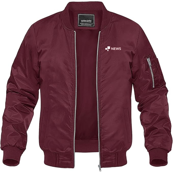 Men's BBC News   Lightweight Bomber Jacket Windbreaker Softshell Varsity Jacket Coat