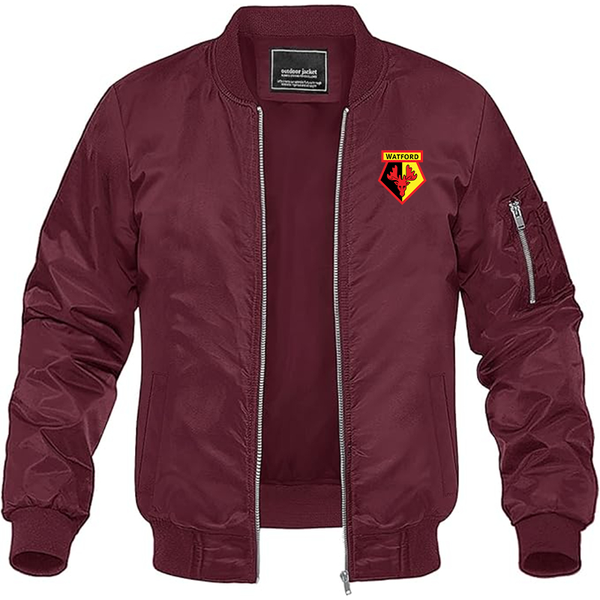 Men's  Watford Soccer Lightweight Bomber Jacket Windbreaker Softshell Varsity Jacket Coat