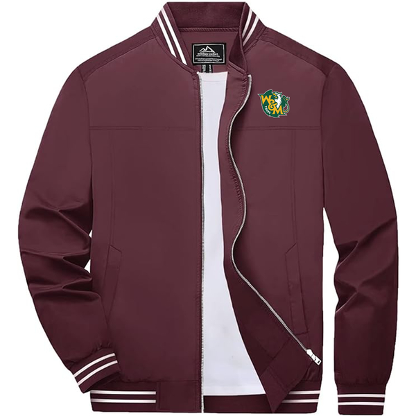 Men's   William and Mary Tribe  Lightweight Zip-Up Bomber Jacket  Ribbed Collar and Cuffs Outerwear