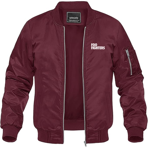 Men's Foo Fighters Logo Lightweight Bomber Jacket Windbreaker Softshell Varsity Jacket Coat