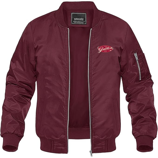 Men's  Graeters Logo Lightweight Bomber Jacket Windbreaker Softshell Varsity Jacket Coat