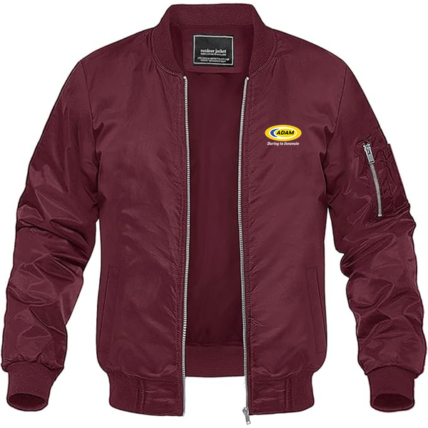 Men's Adam Motors Logo Lightweight Bomber Jacket Windbreaker Softshell Varsity Jacket Coat