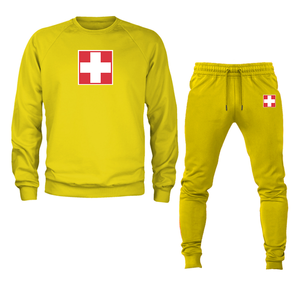Men's Switzerland National Football Soccer Team  Crewneck Sweatshirt Joggers Suit