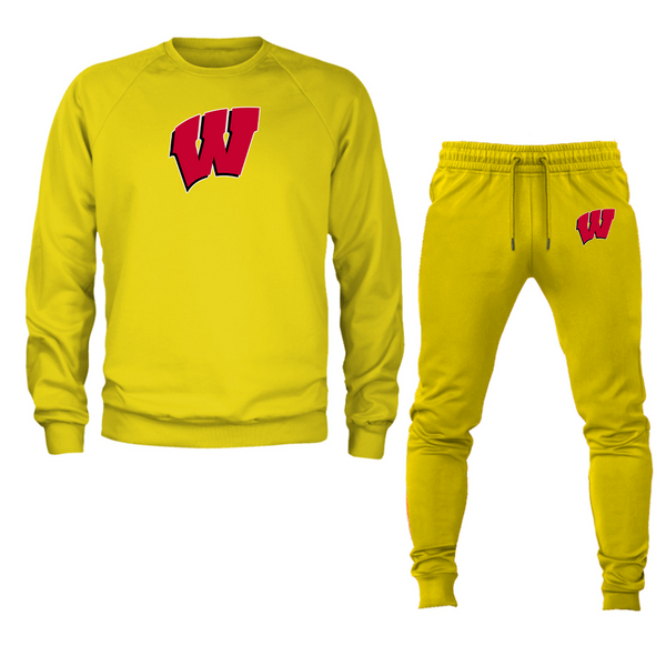 Men's  Wisconsin Badgers  Crewneck Sweatshirt Joggers Suit