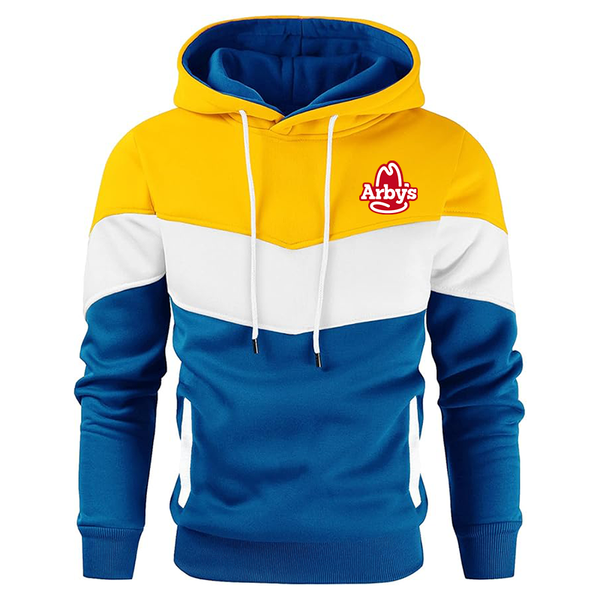 Men's Arbys  Novelty Color Block Pullover Fleece Hoodie Long Sleeve Casual