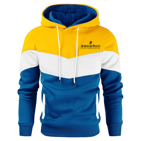 Men's Audemars-Piguet Novelty Color Block Pullover Fleece Hoodie Long Sleeve Casual