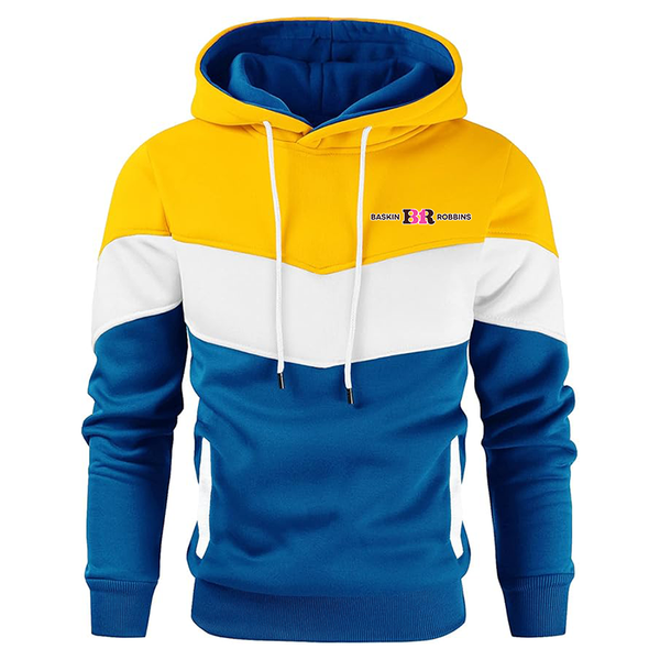 Men's Baskin-Rоbbins   Novelty Color Block Pullover Fleece Hoodie Long Sleeve Casual