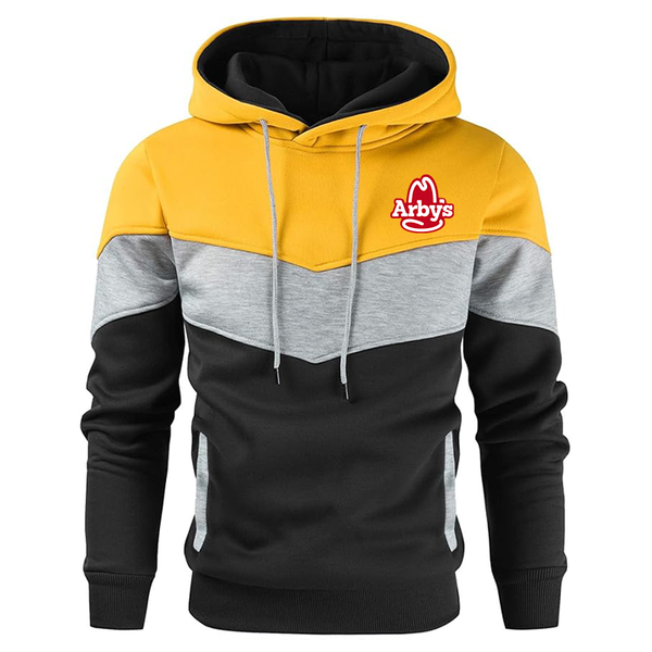 Men's Arbys  Novelty Color Block Pullover Fleece Hoodie Long Sleeve Casual