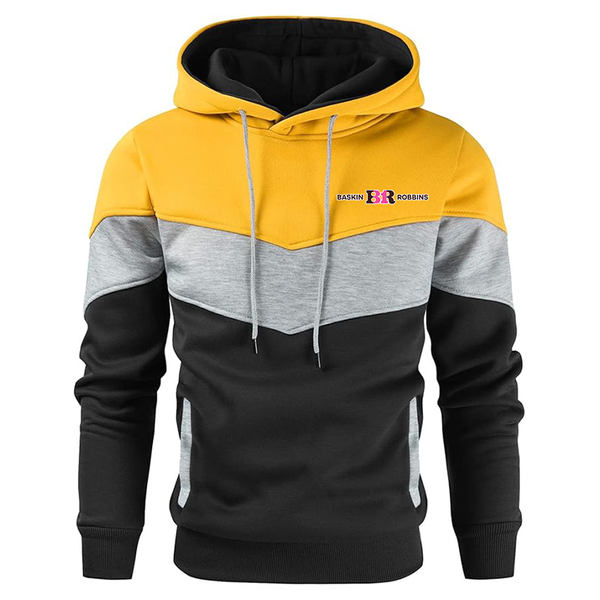 Men's Baskin-Rоbbins   Novelty Color Block Pullover Fleece Hoodie Long Sleeve Casual