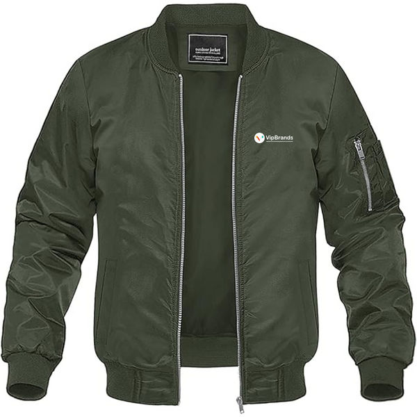 Men's VipBrands Logo Lightweight Bomber Jacket Windbreaker Softshell Varsity Jacket Coat