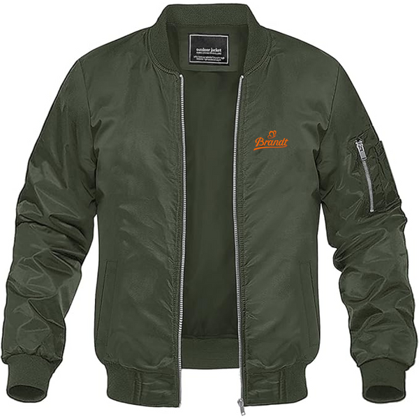 Men's Brandt Zwieback Logo Lightweight Bomber Jacket Windbreaker Softshell Varsity Jacket Coat