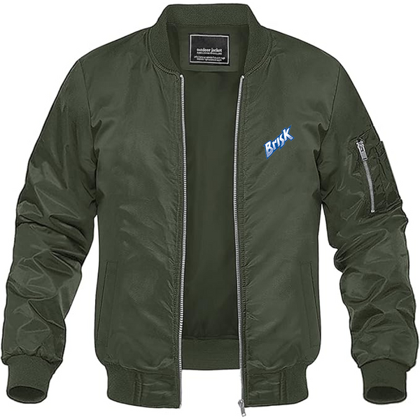 Men's Brisk Logo Lightweight Bomber Jacket Windbreaker Softshell Varsity Jacket Coat