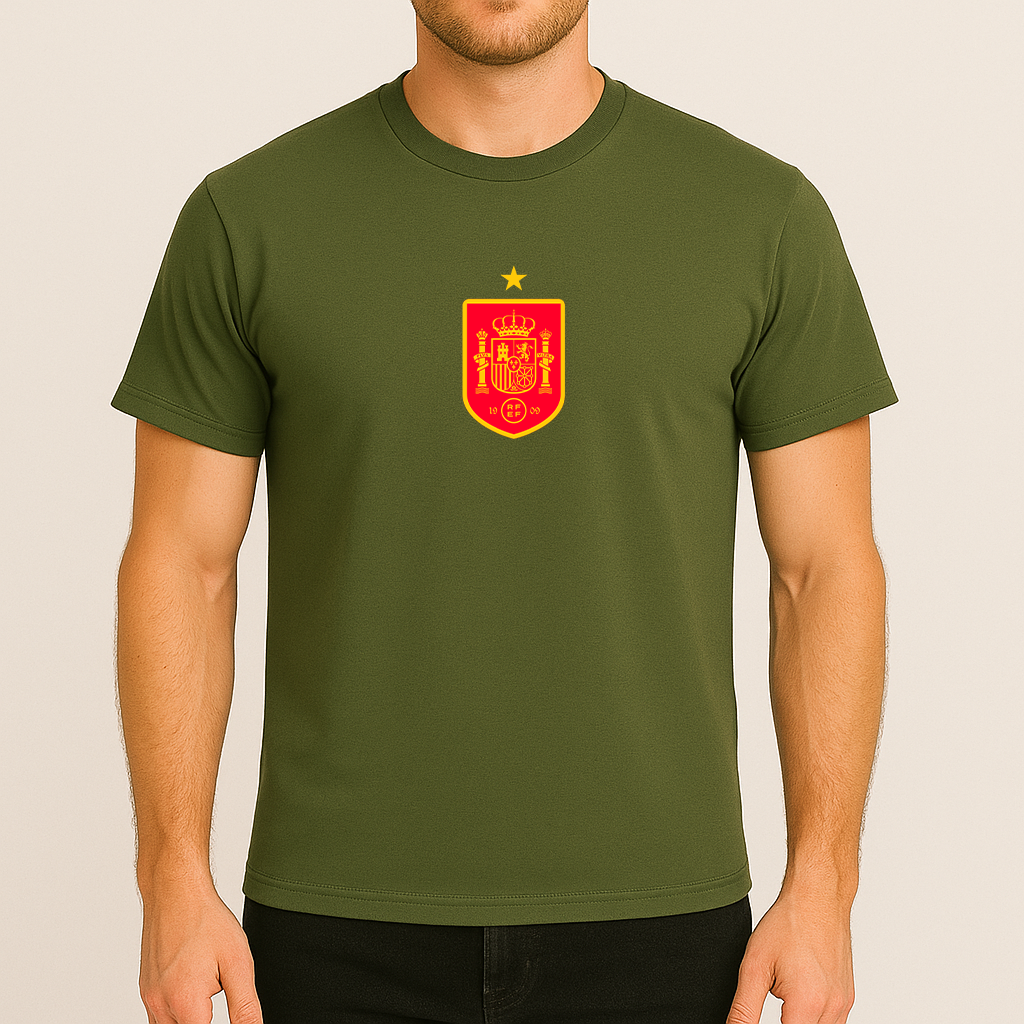 Men's Spain Red Logo National Soccer Team Cotton T-Shirt