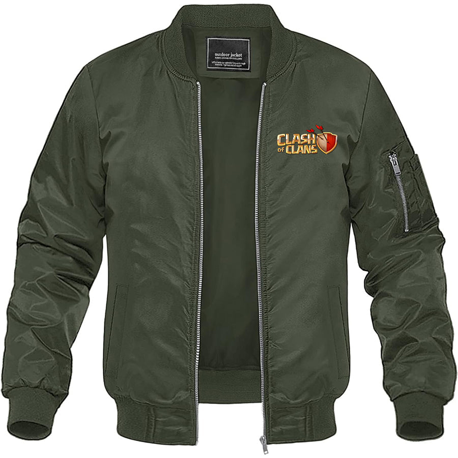 Men's Clash of Clans Game Lightweight Bomber Jacket Windbreaker Softshell Varsity Jacket Coat