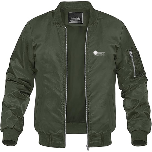 Men's Amblin Entertainment Logo Lightweight Bomber Jacket Windbreaker Softshell Varsity Jacket Coat