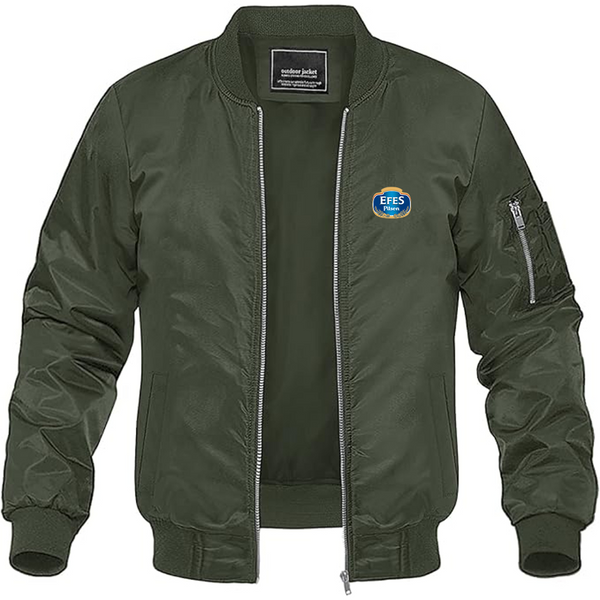 Men's Efes Logo Lightweight Bomber Jacket Windbreaker Softshell Varsity Jacket Coat