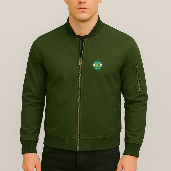 Men's Sporting CP FC Lightweight Bomber Jacket Windbreaker Softshell Varsity Jacket Coat