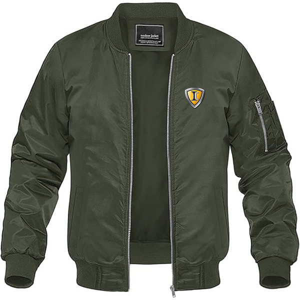 Men's IC Bus Logo Lightweight Bomber Jacket Windbreaker Softshell Varsity Jacket Coat