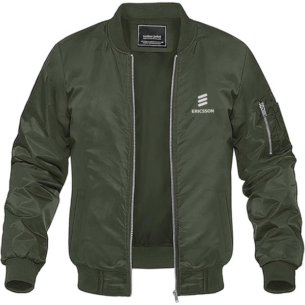 Men's Ericsson Logo Lightweight Bomber Jacket Windbreaker Softshell Varsity Jacket Coat