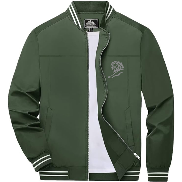 Men's   Cannes Lions Lightweight Zip-Up Bomber Jacket with Ribbed Collar and Cuffs Versatile Casual Outerwear