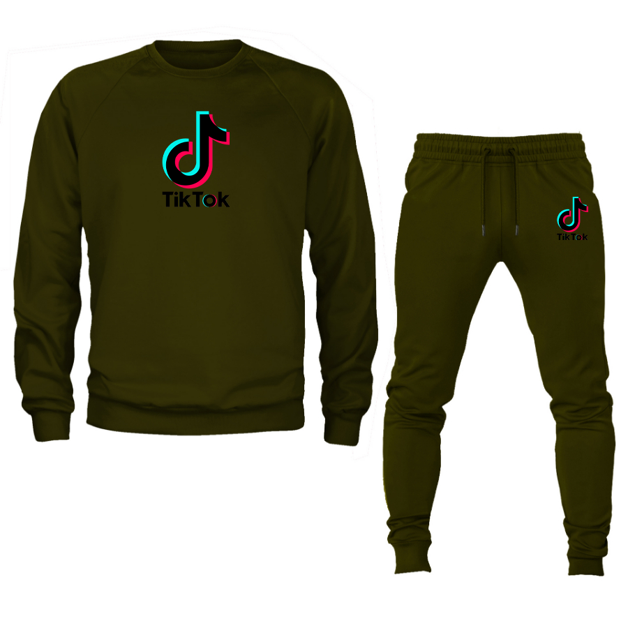 Men's TikTok Social Crewneck Sweatshirt Joggers Suit