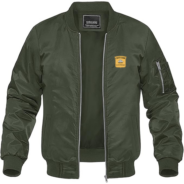 Men's Cutty Sark Logo Lightweight Bomber Jacket Windbreaker Softshell Varsity Jacket Coat