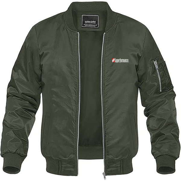 Men's Superformance Logo Lightweight Bomber Jacket Windbreaker Softshell Varsity Jacket Coat