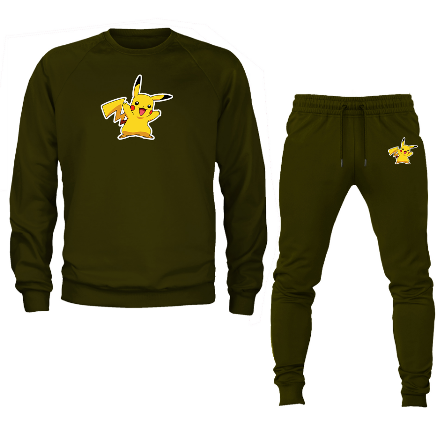 Men's Pikachu Cartoon Crewneck Sweatshirt Joggers Suit